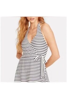 J. Crew Black and White Striped One-Piece Swimsuit